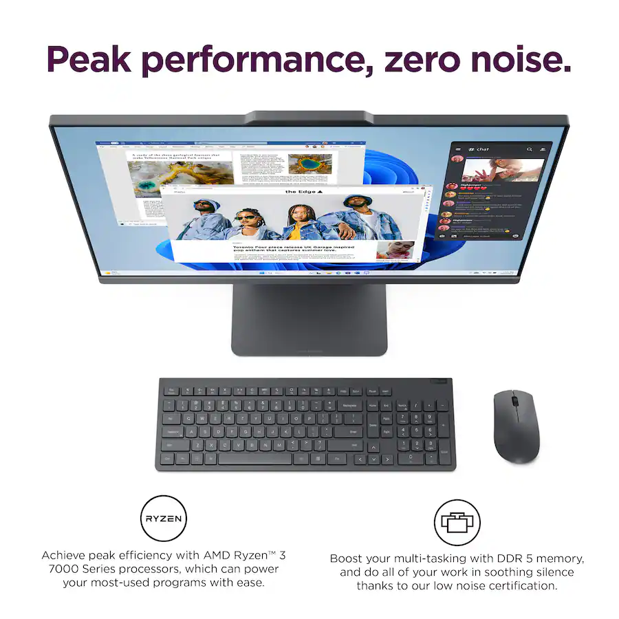 Lenovo - IdeaCentre AIO 23.8" Full HD Touchscreen All-In-One - AMD Ryzen 3 7335U - 8GB Memory - 256GB SSD - Luna Grey