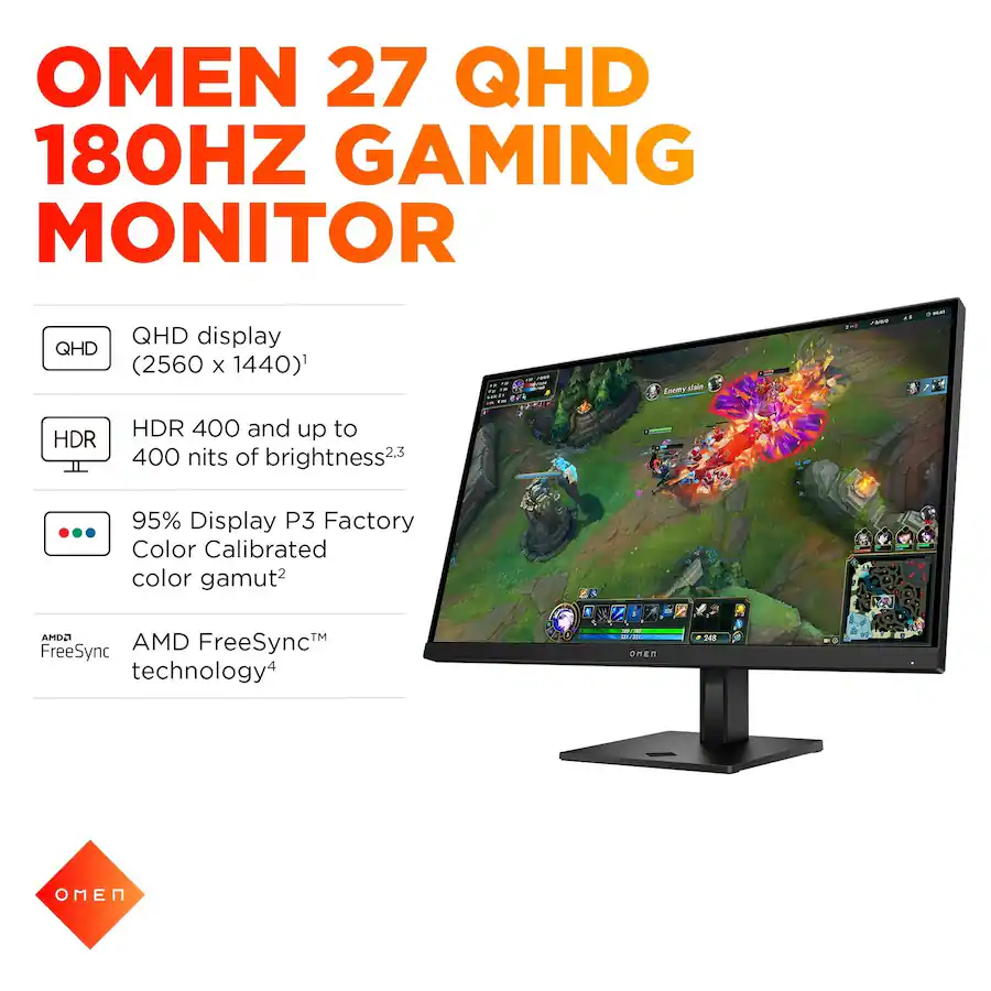 HP - OMEN 27q G2 27" Class WQHD Gaming LCD Monitor - 16:9 - 27" Viewable - In-plane Switching (IPS) Technology - 2560 - Black
