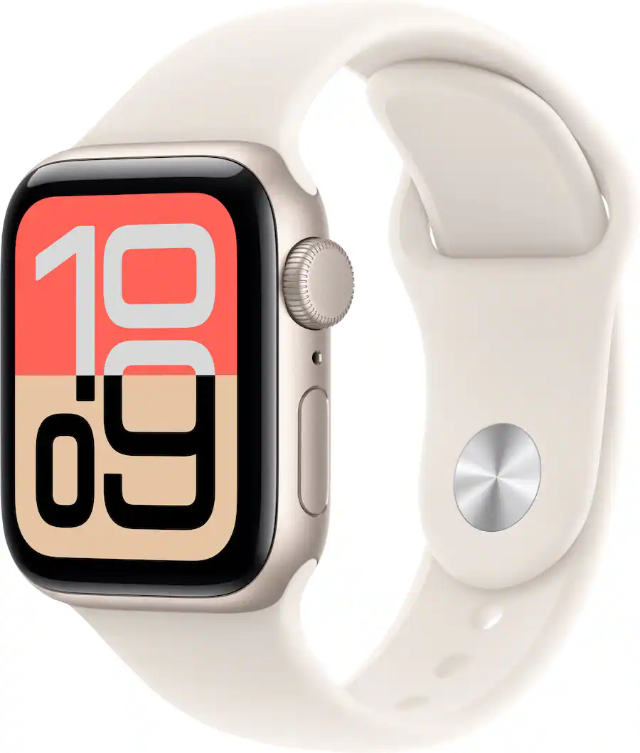 Apple Watch SE 3 (GPS) 40mm Starlight Aluminum Case with Starlight Sport Band - S/M - Starlight - (2025)