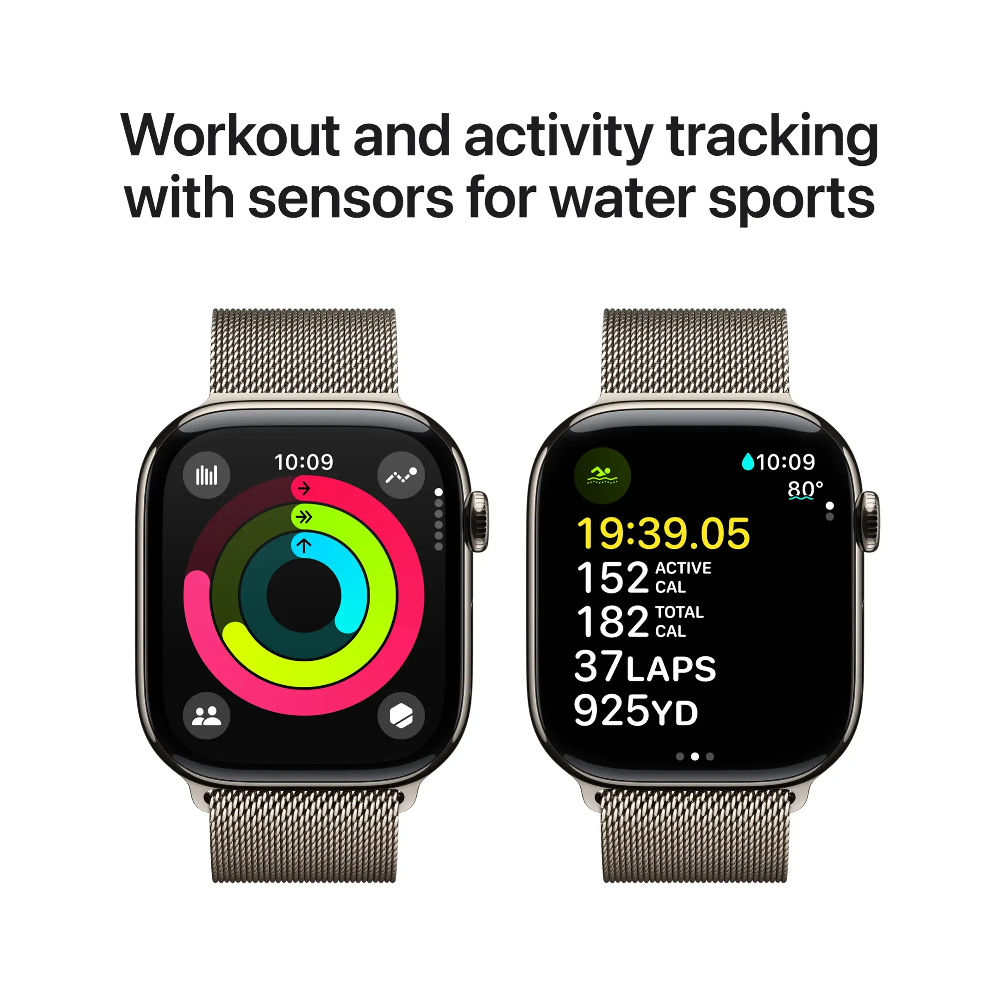 Apple Watch Series 10 (GPS + Cellular) 46mm Titanium Case with Natural Milanese Loop - M/L - Natural - (2024)