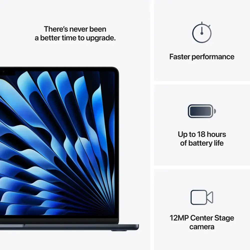 Apple - MacBook Air 15-inch Apple M4 chip Built for Apple Intelligence - 16GB Memory - 512GB SSD - Midnight