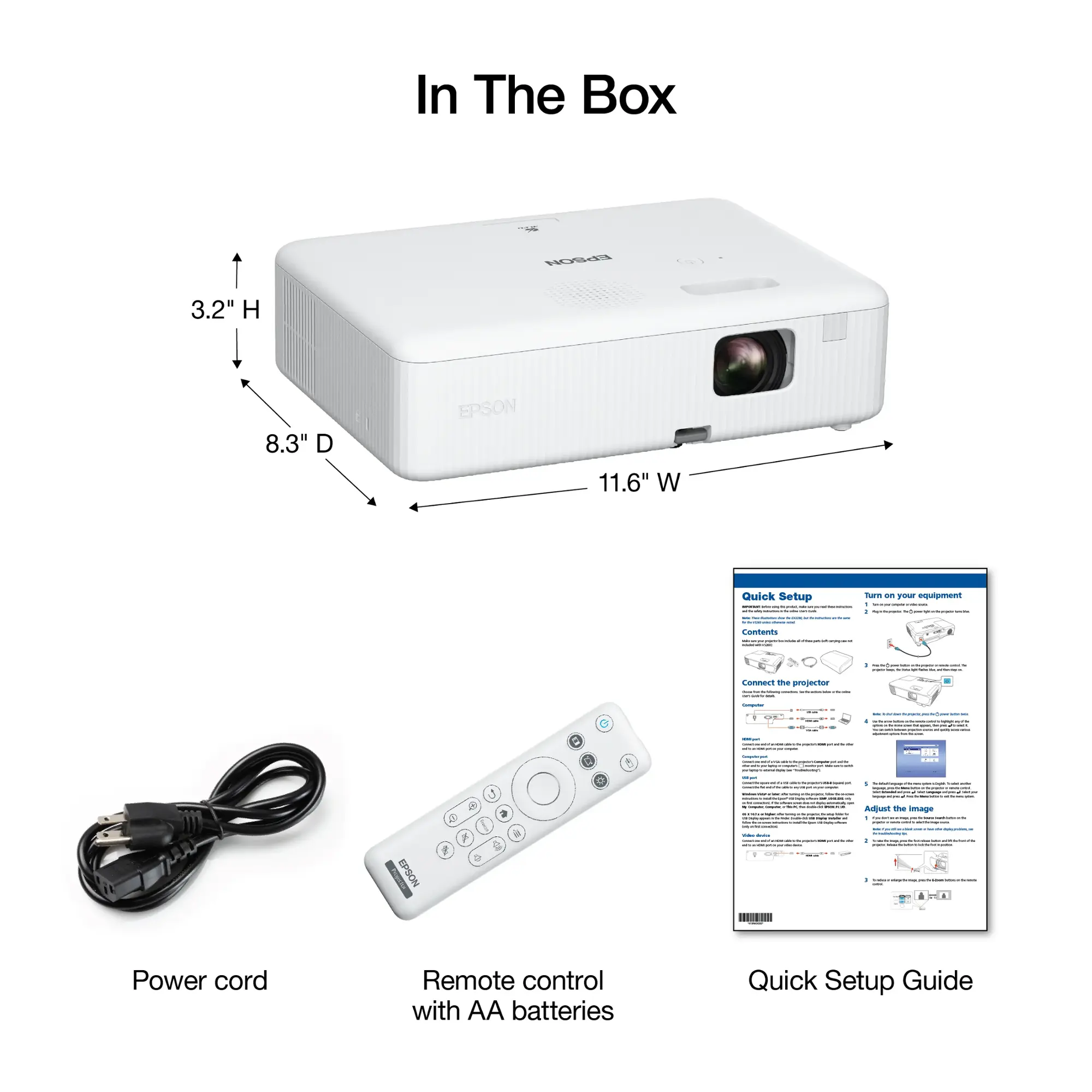Epson - EpiqVision Flex CO-W01 Portable Projector, 3-Chip 3LCD, Built-in Speaker, 300-Inch Home Entertainment and Work - White