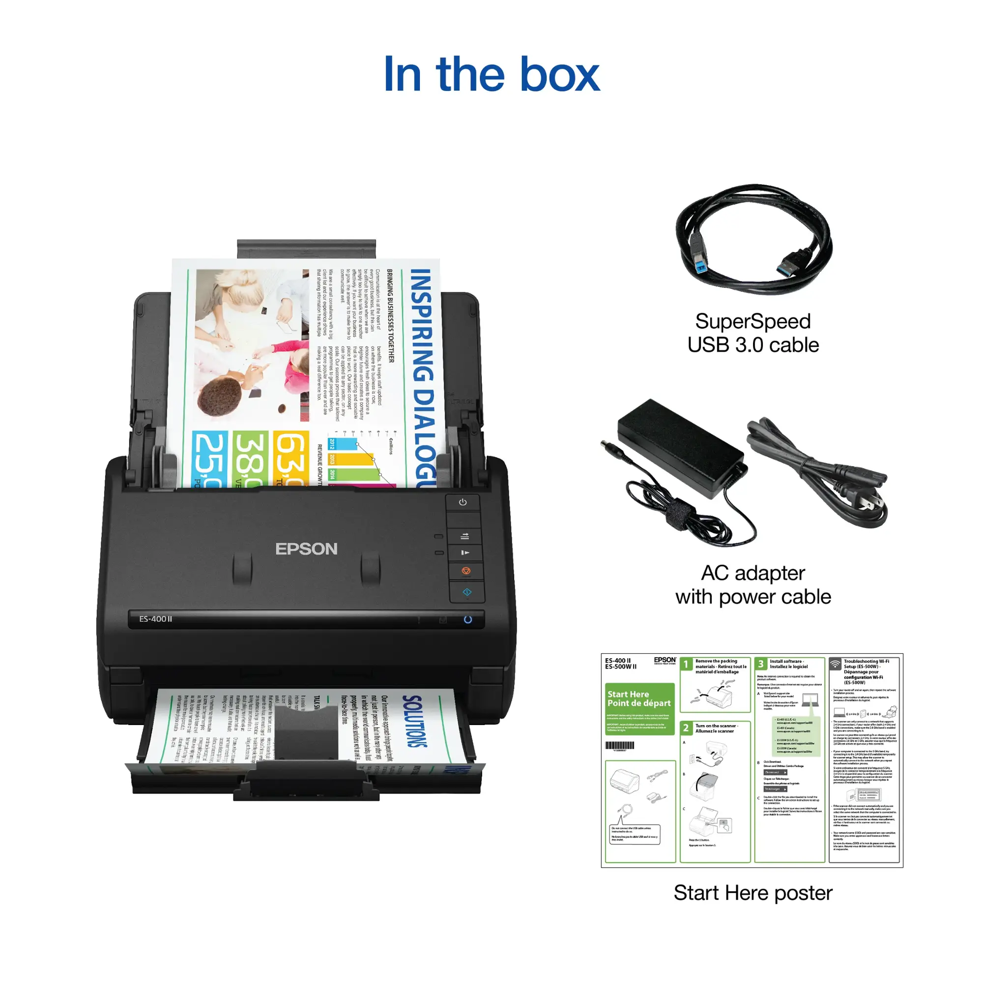 Epson - WorkForce ES-400 II Duplex Desktop Document Scanner - Black