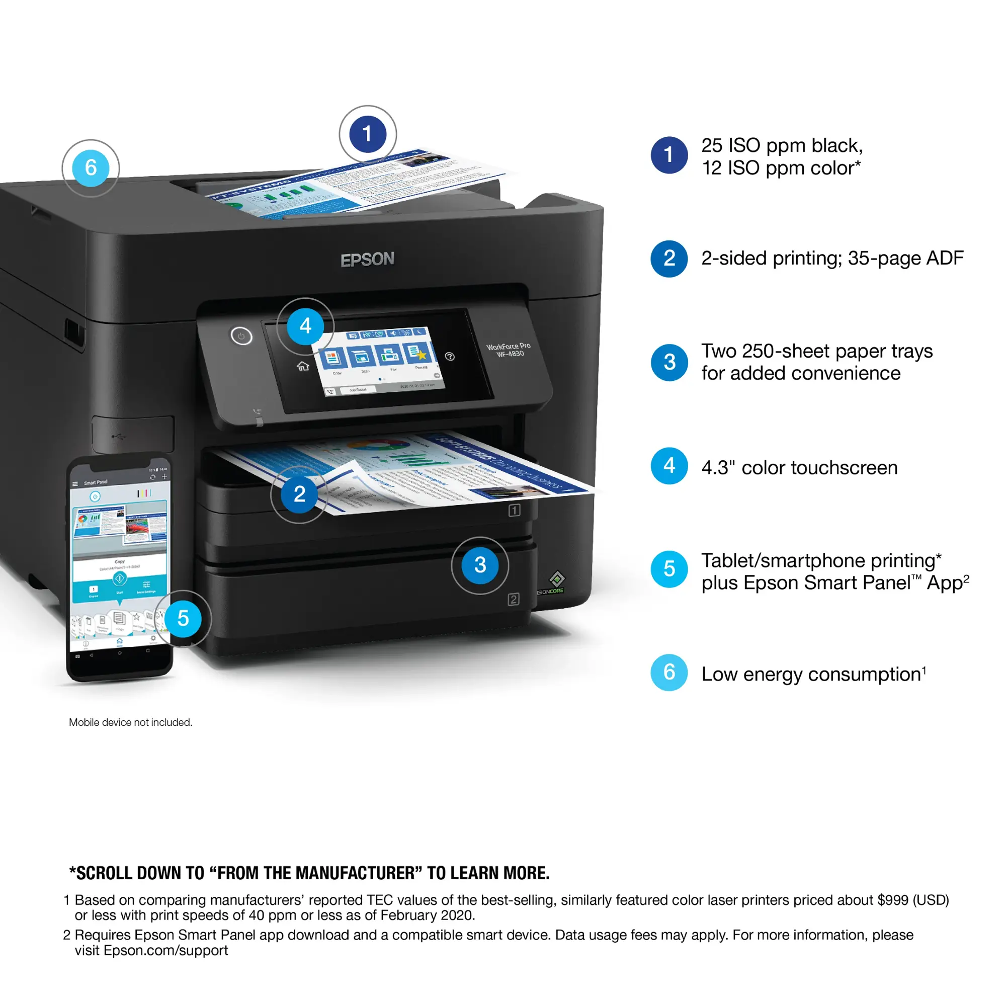 Epson - WorkForce Pro WF-4830 Wireless All-in-One Printer - Black