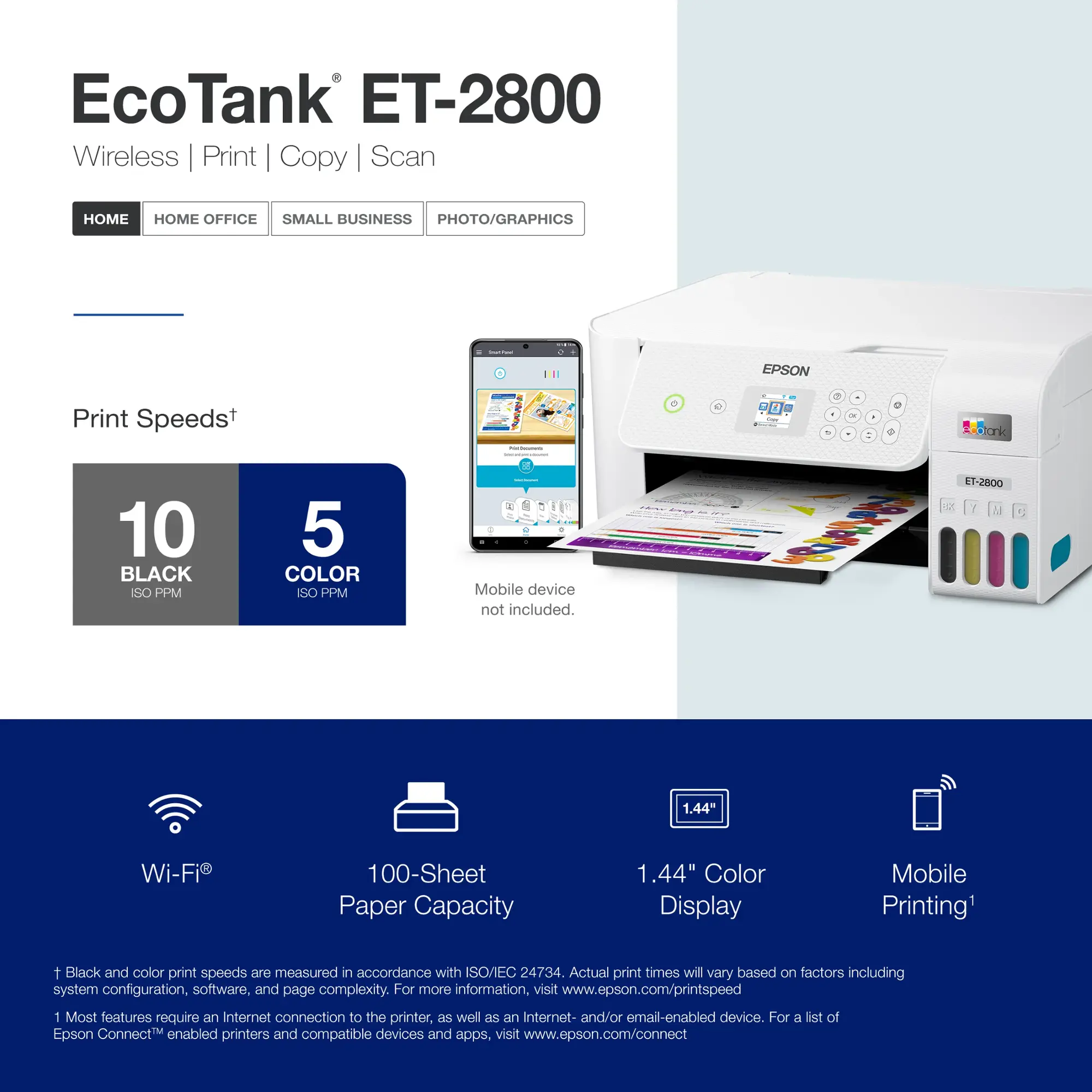 Epson - EcoTank ET-2800 Wireless All-in-One Supertank Inkjet Printer - White
