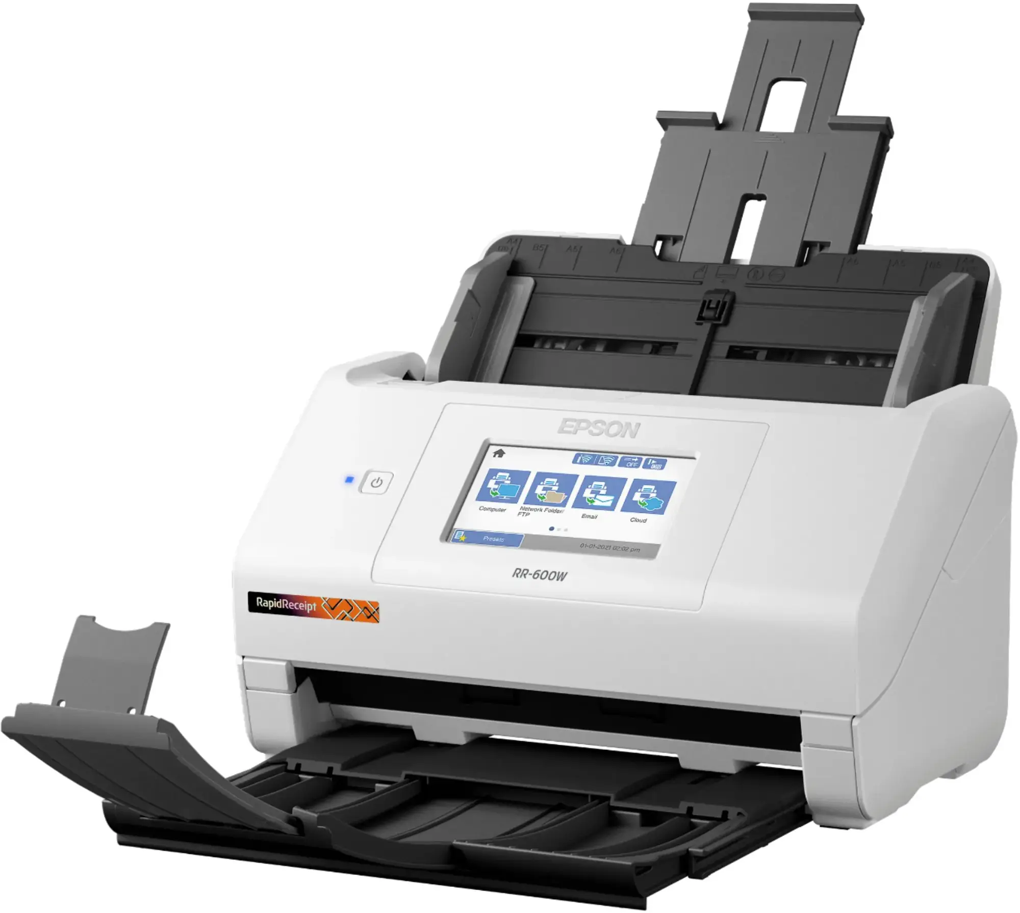 Epson - RapidReceipt RR-600W Wireless Receipt and Desktop Document Scanner - White