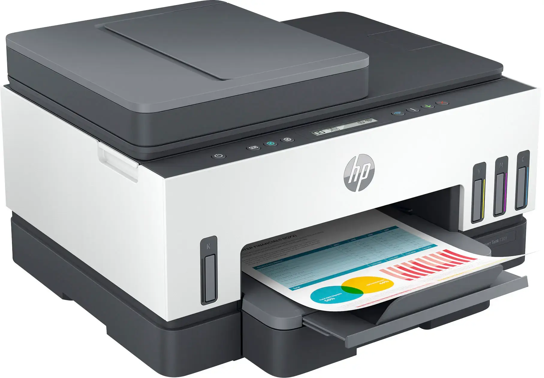 HP - Smart Tank 7301 Wireless All-In-One Supertank Inkjet Printer with up to 2 Years of Ink Included - White & Slate