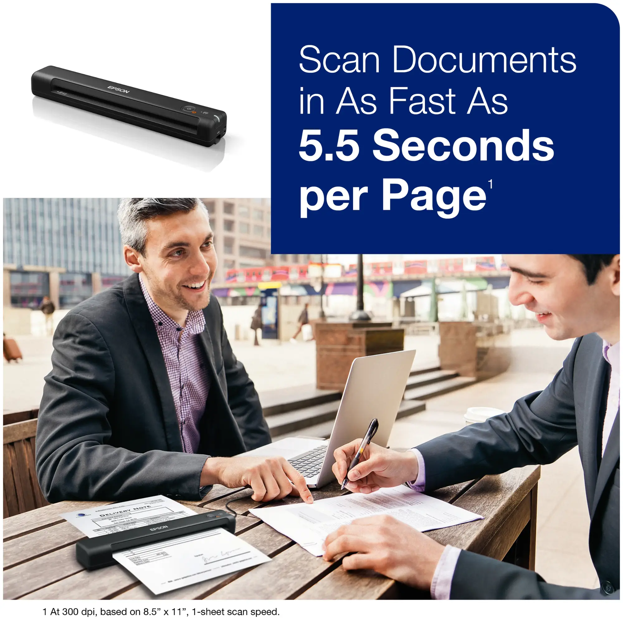 Epson - WorkForce ES-50 Mobile Color Sheetfed Document Scanner - Black