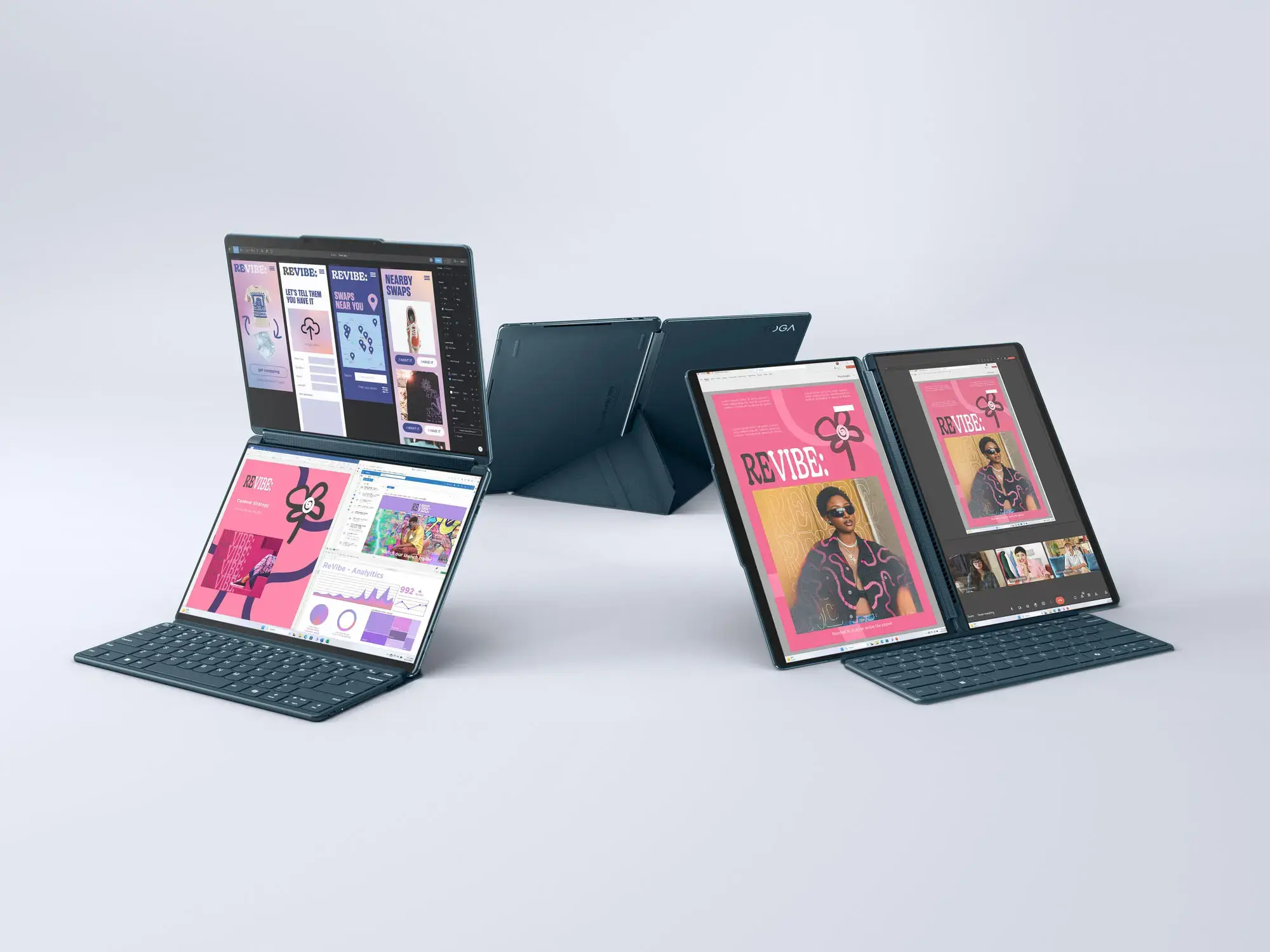 Lenovo - Yoga Book 9i 2-in-1 13.3" 2.8K Dual Screen OLED Touchscreen Laptop - Intel Core Ultra 7 155U with 16GB Memory - 1TB SSD - Tidal Teal