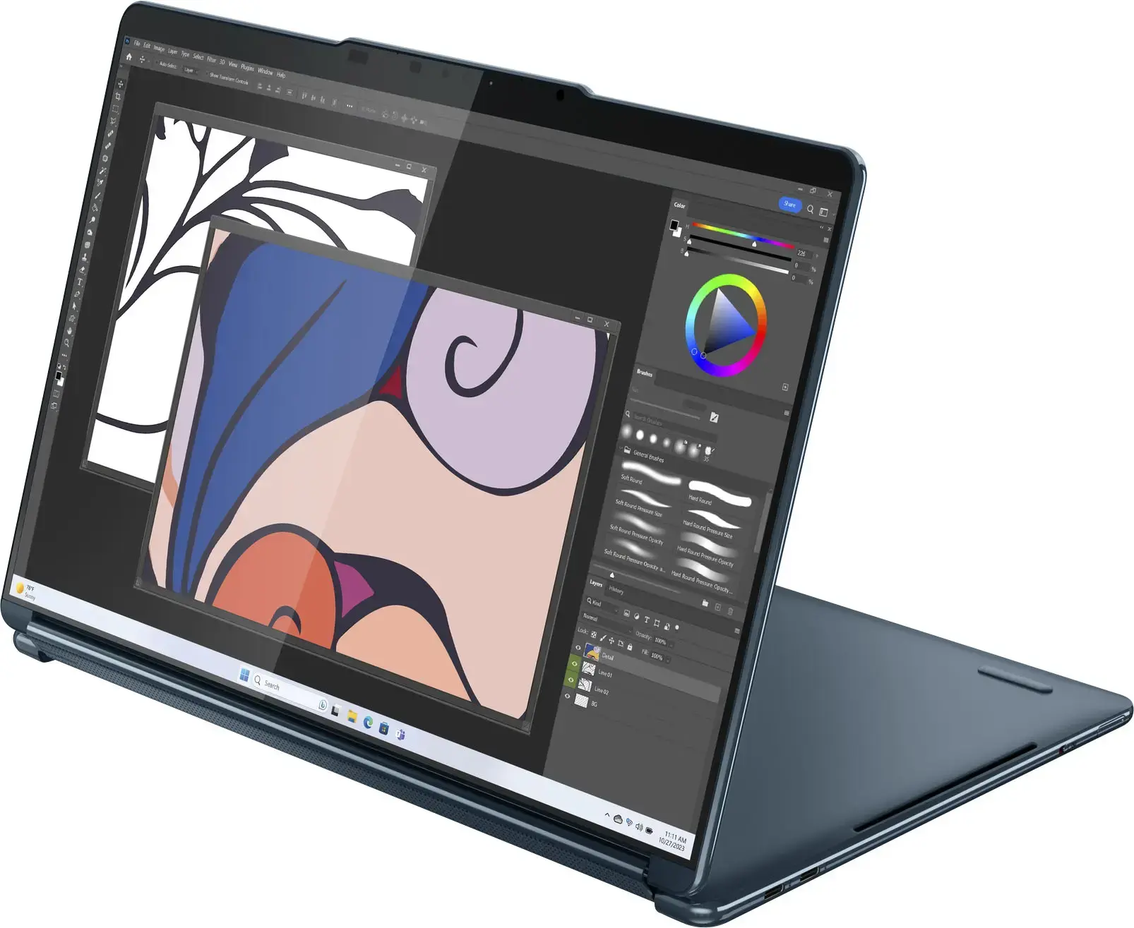 Lenovo - Yoga Book 9i 2-in-1 13.3" 2.8K Dual Screen OLED Touchscreen Laptop - Intel Core Ultra 7 155U with 16GB Memory - 1TB SSD - Tidal Teal