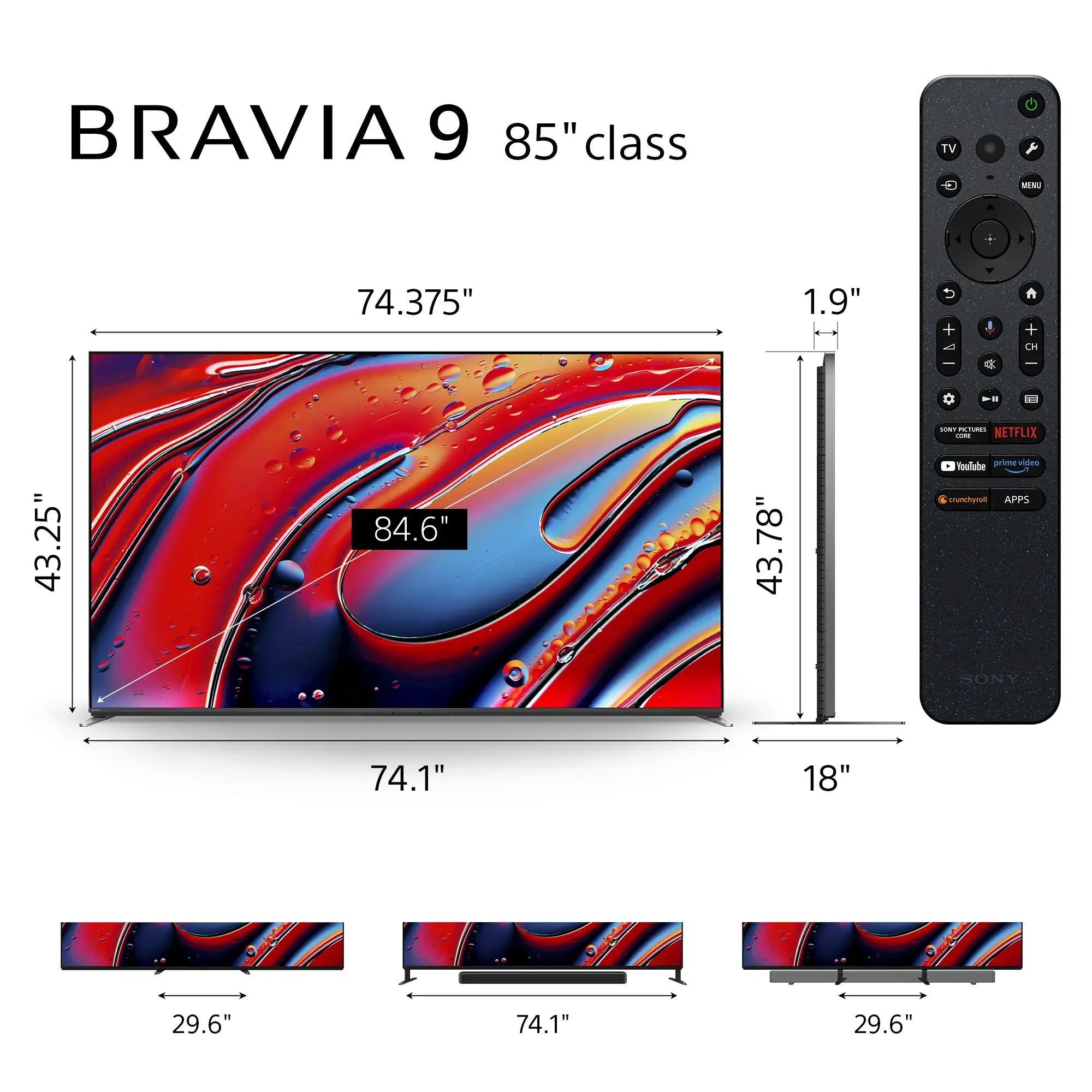 Sony - 85" Class BRAVIA 9 Mini LED QLED 4K UHD Smart Google TV (2024)