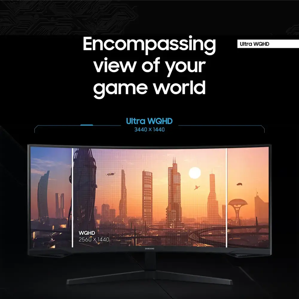 Samsung - 34” Odyssey G5 1000R Curved 1ms 165Hz QHD FreeSync Prem Gaming Monitor - Black