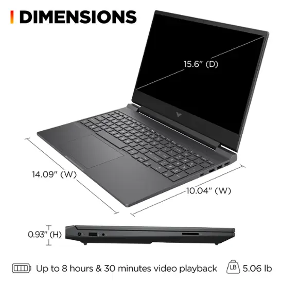 HP - Victus 15.6" Full HD Gaming Laptop - AMD Ryzen 5-7535HS - 8GB DDR5 Memory - AMD Radeon RX 6550M - 512GB SSD - Mica Silver