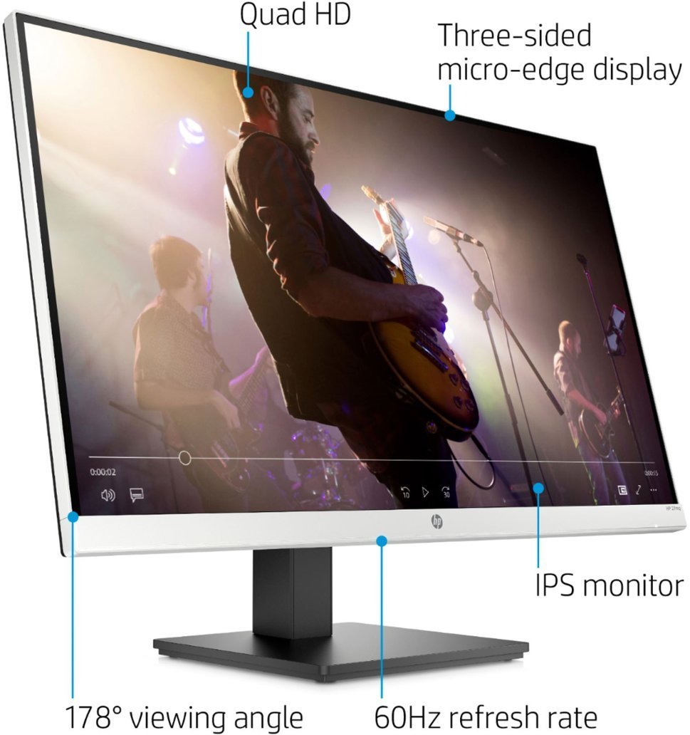HP - 27" IPS LED QHD Monitor with Adjustable Height (HDMI, VGA) - Silver & Black