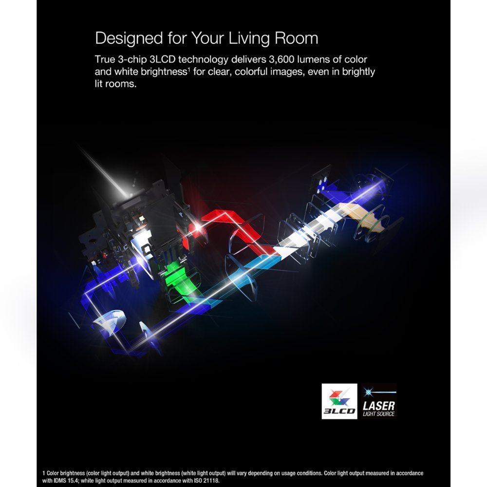 Epson - LS650 4K PRO-UHD Ultra Short Throw 3-Chip 3LCD Laser Projector, 3600 Lumens, 60”-120", Setting Assistant App, Android TV - Black