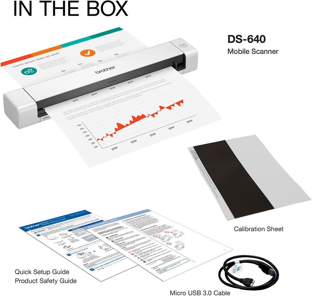 Brother - DS-640 Compact Mobile Document Scanner - White