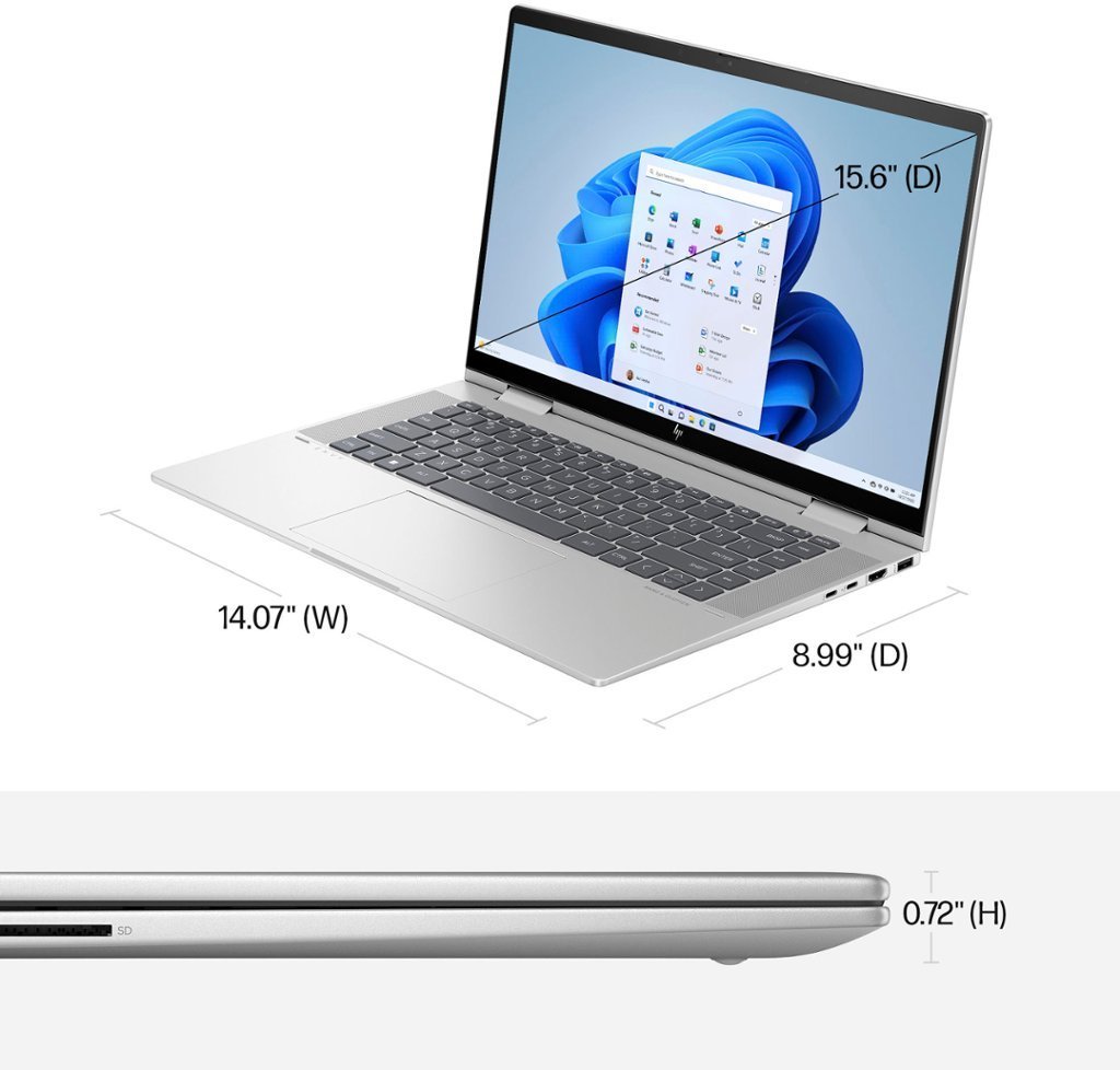 HP - ENVY 2-in-1 15.6" Full HD Touch-Screen Laptop - Intel Core i5 - 8GB Memory - 256GB SSD - Natural Silver-15.6 inches-Intel 13th Generation Core i7 Evo Platform-8 GB Memory-256 GB-Natural Silver
