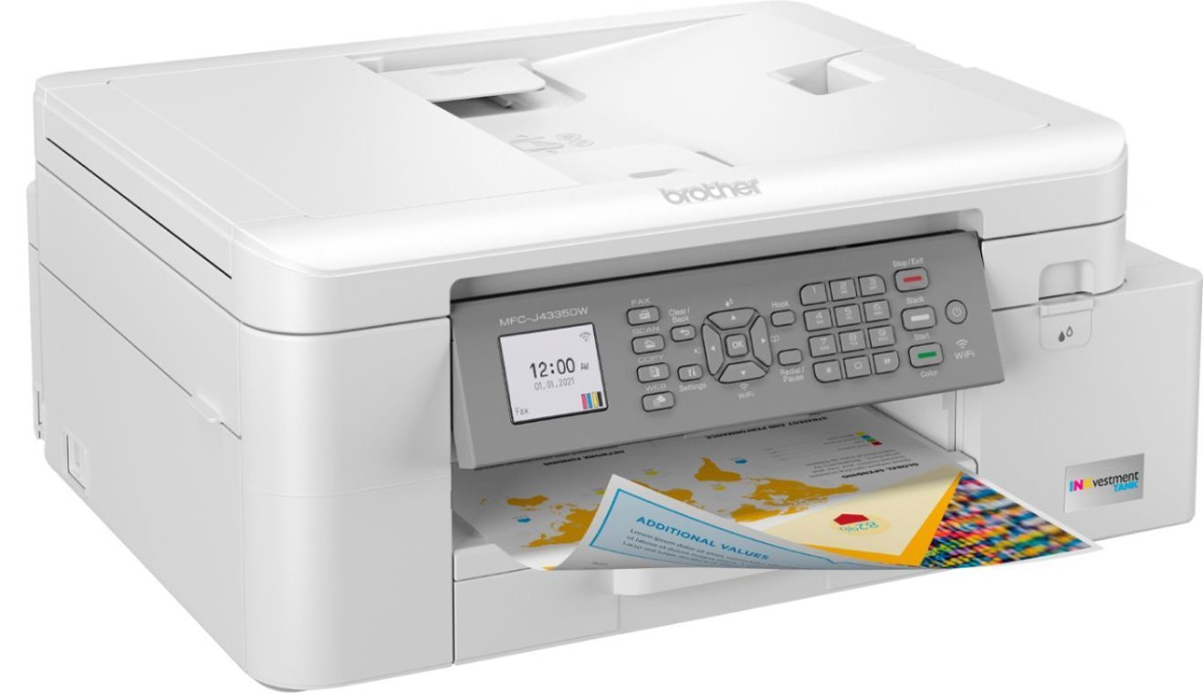 Brother - INKvestment Tank MFC-J4335DW Wireless All-in-One Inkjet Printer with up to 1-Year of Ink In-box - White/Gray