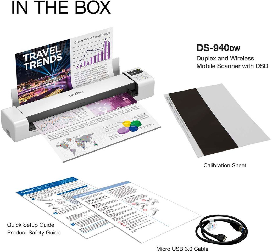 Brother - DS-940DW Compact Wireless Duplex Mobile Document Scanner - White