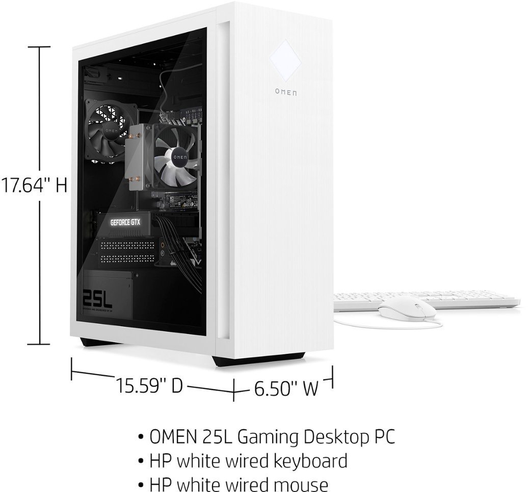 HP OMEN - 25L Gaming Desktop - AMD Ryzen 5 5600G - HyperX 8GB Memory - NVIDIA GeForce GTX 1660 SUPER - 512GB SSD - Ceramic White