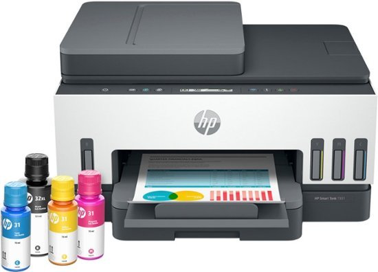 HP - Smart Tank 7001 Wireless All-In-One Super tank Inkjet Printer with up to 2 Years of Ink Included - White & Slate