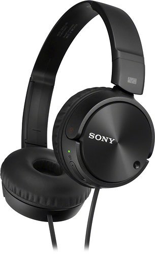 Sony - Noise-Canceling Wired On-Ear Headphones - Black