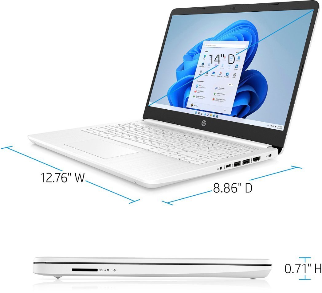HP - 14" Laptop - Intel Celeron - 4GB Memory - 64GB eMMC - Snowflake White
