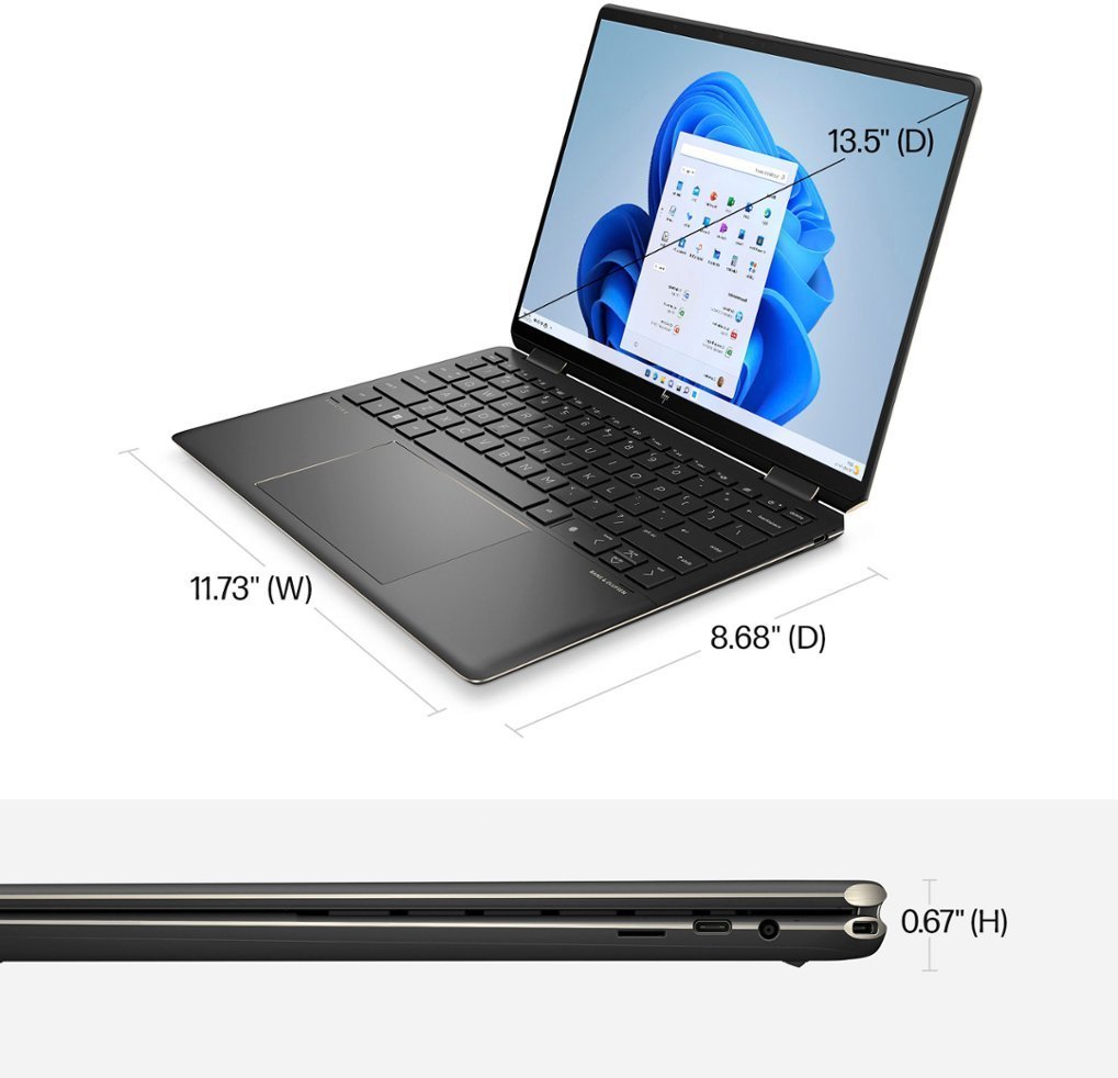 HP - Spectre 2-in-1 13.5" Wide Ultra XGA+ Touch-Screen Laptop - Intel Core i7 - 16GB Memory - 512GB SSD - Nightfall Black
